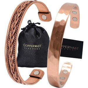 Copper Bracelets Set for Men and Women Handmade 100% Copper Gift Box